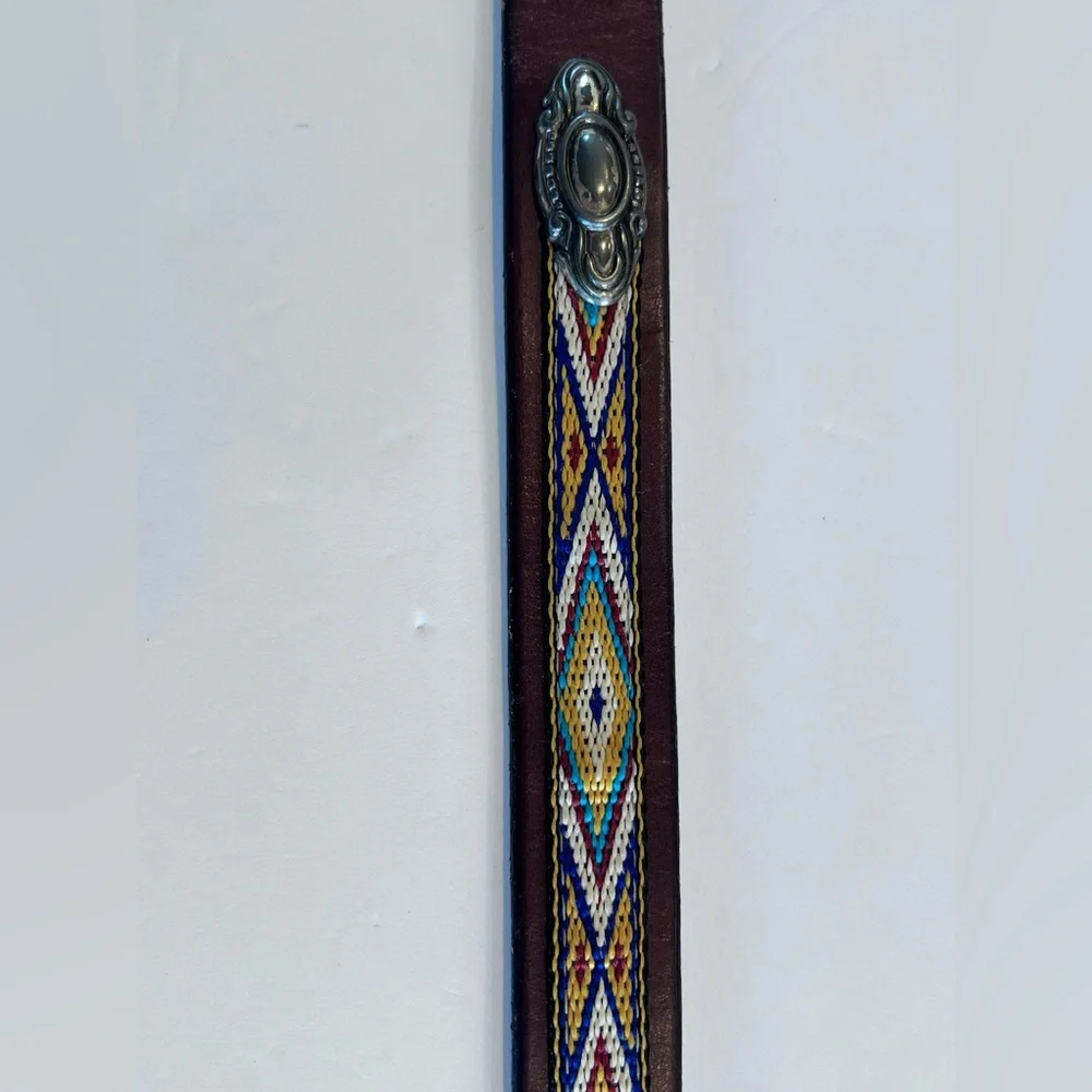 Southwestern Distressed from Age Brown Leather Belt Sz 32